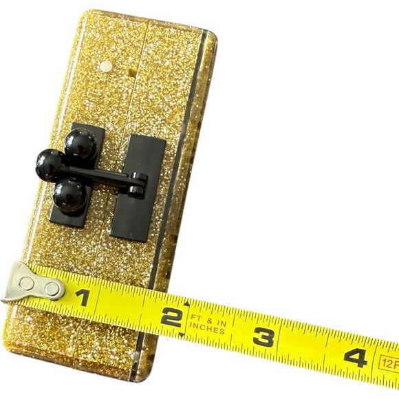 Edie Parker Gold/Black Chevron Acrylic Box Clutch/Bag - Picture 14 of 14